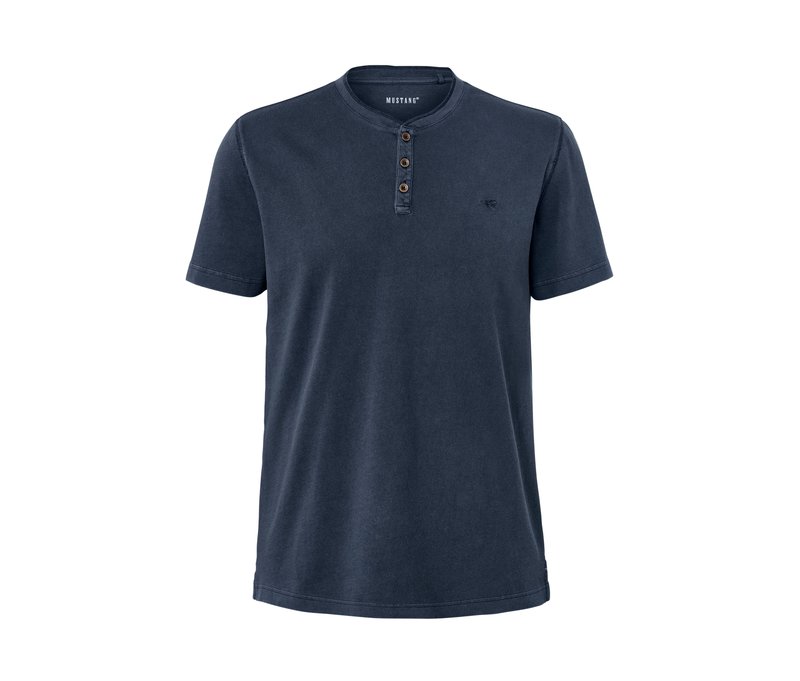 Tchibo - Kurzarm Henley »Mustang« - Herren - Gr. XL - blau