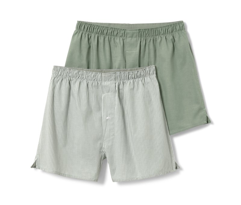 Tchibo - 2 Webboxershorts - Herren - Gr. Xl/7 - olivgrün/gestreift