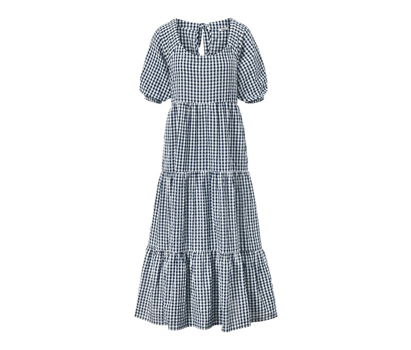 Tchibo - Kariertes Maxikleid - Damen - Gr. 38 - dunkelblau/kariert