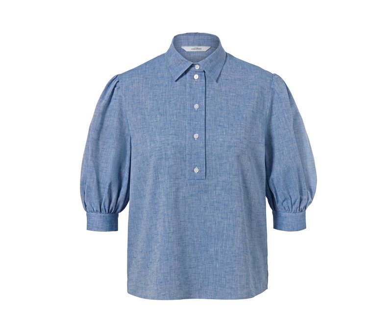 Tchibo - Hemdbluse in Leinenoptik - Damen - Gr. 48 - hellblau
