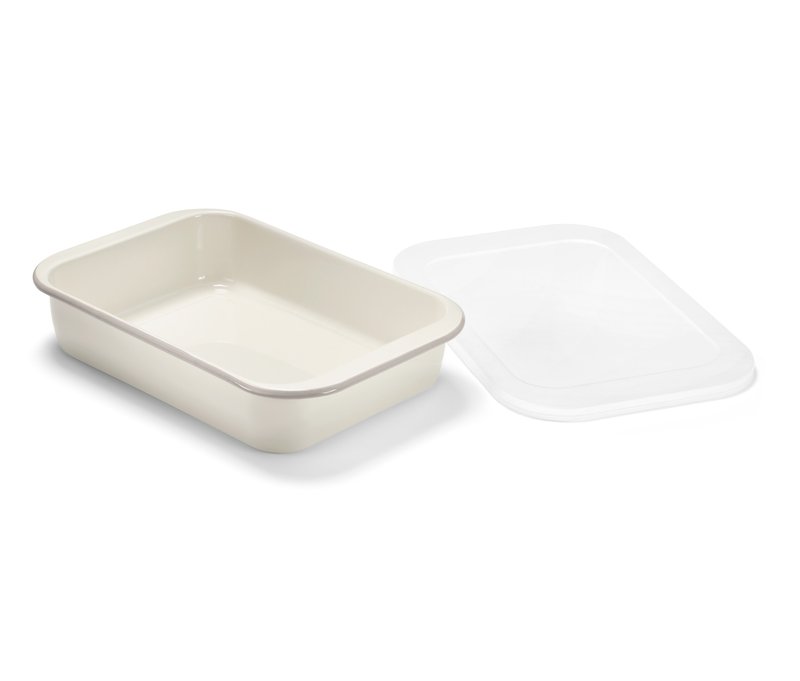 Tchibo - Emaille Auflaufform mit Deckel - weiß