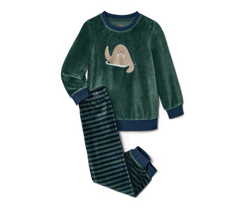 Tchibo - Kinder-Nicki-Pyjama mit Walross-Print - Herren - Gr. 122/128 - dunkelblau/gestreift