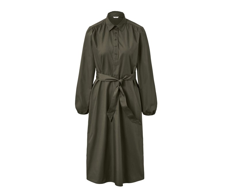 Tchibo - Popeline-Kleid mit Bindegürtel - Damen - Gr. 42 - olivgrün