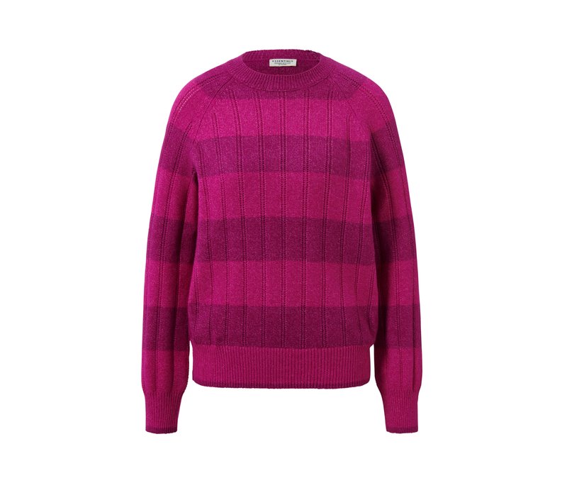 Strickpullover mit Ajour-Muster - Damen - Gr. M - pink/gestreift