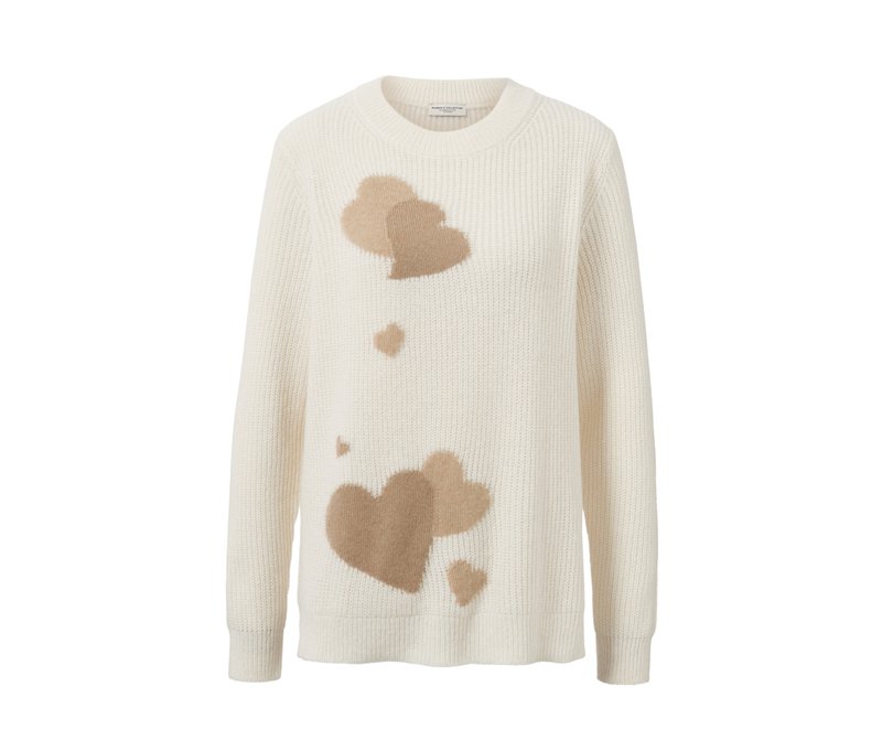 Tchibo - Strickpullover mit Herz-Jacquard - Damen - Gr. XXL - creme/jacquard