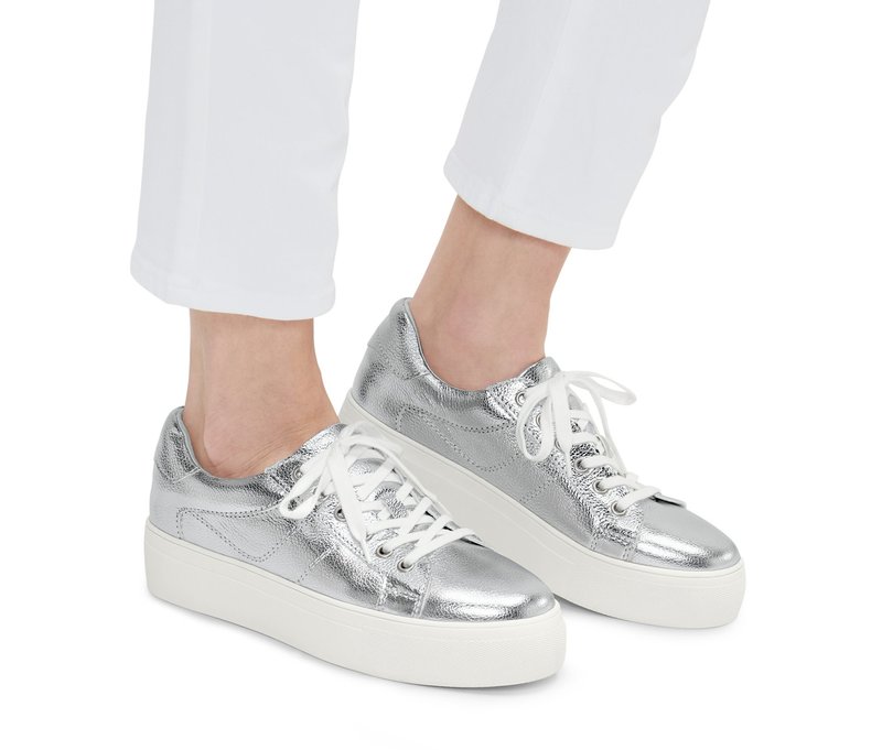 Tchibo - Plateau-Sneaker aus Leder - Damen - Gr. 40 - silber