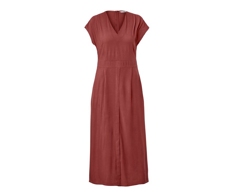Tchibo - Kleid mit V-Ausschnitt - Damen - Gr. 46 - rostrot