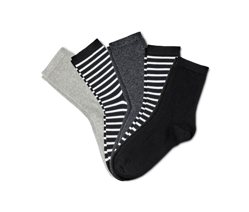 Tchibo - 5 Paar Socken - Damen - Gr. 27-30 - anthrazit/gestreift