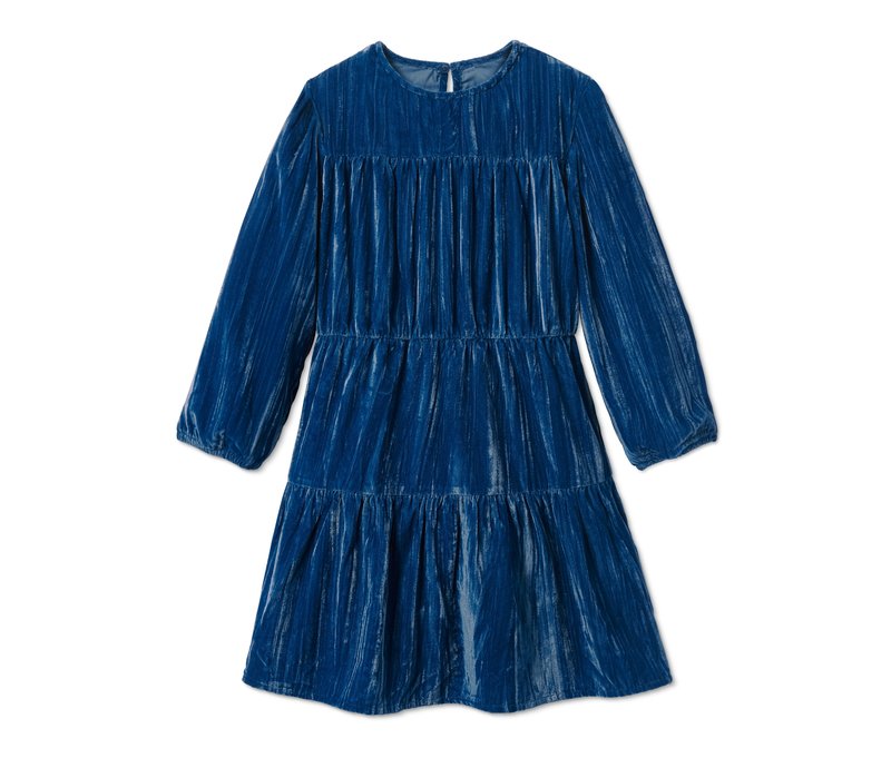 Tchibo - Samtkleid - Mädchen - Gr. 110/116 - blau