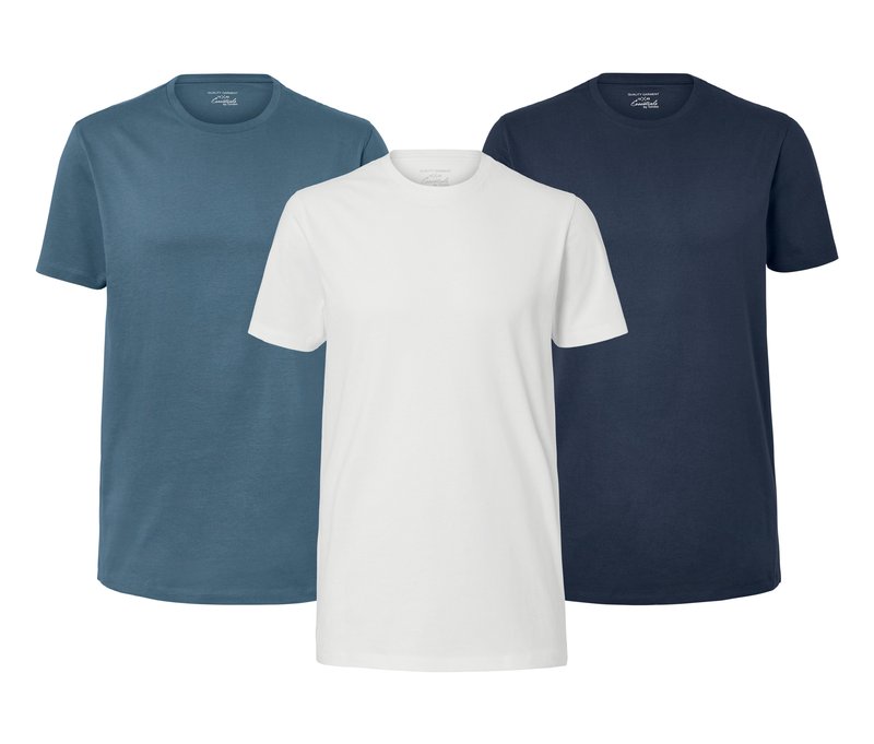Tchibo - 3 T-Shirts mit Rundhalsausschnitt - Herren - Gr. M - blau