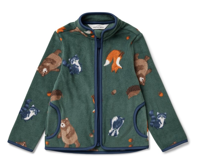 Tchibo - Kinder-Fleecejacke - Herren - Gr. 98/104 - dunkelgrün/print