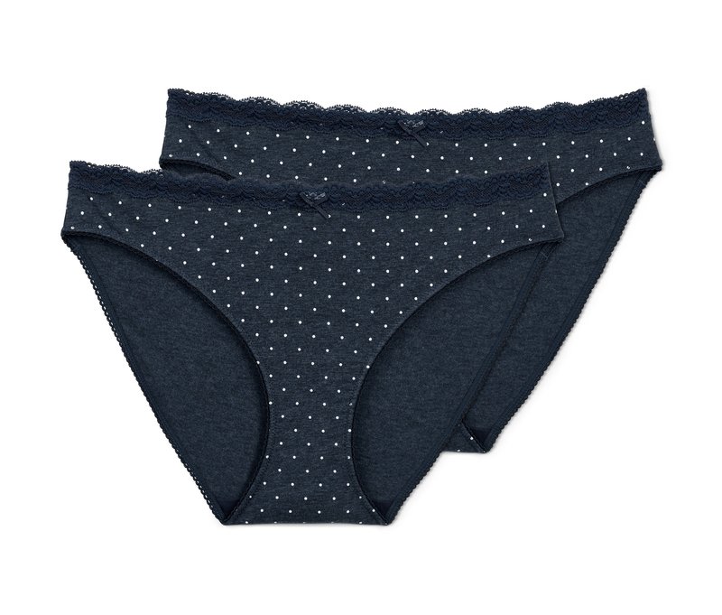Tchibo - 2 Slips - Damen - Gr. S - dunkelblau/gepunktet