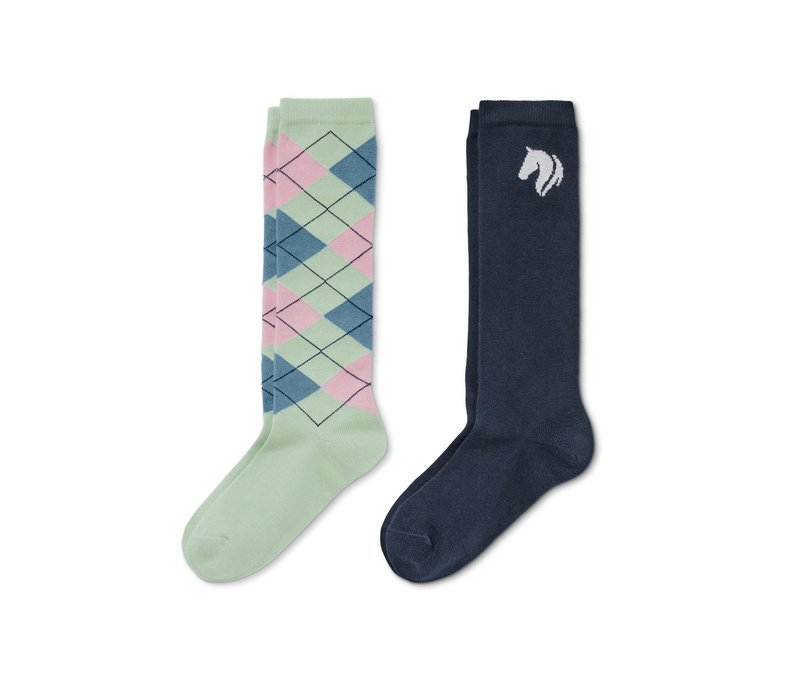 Tchibo - 2 Paar Reit-Kniestrümpfe - Herren - Gr. 31-34 - dunkelblau/kariert