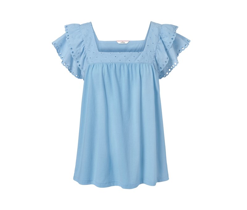 Tchibo - Shirt mit Stickerei - Damen - Gr. L - hellblau