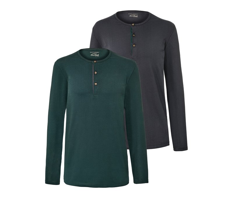 Tchibo - 2 Langarm-Henleys - Herren - Gr. XL - anthrazit