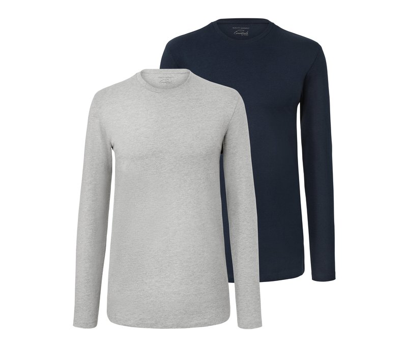 Tchibo - 2 Langarmshirts - Herren - Gr. M - blau