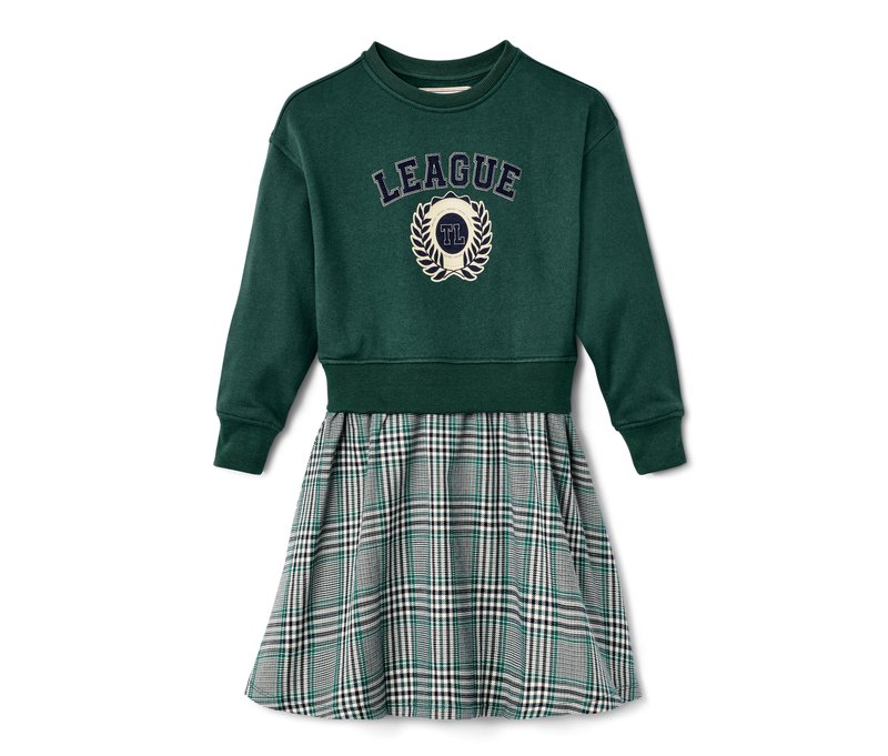 Tchibo - Sweatkleid mit Webrock - Mädchen - Gr. 170/176 - dunkelblau/kariert