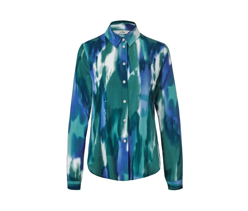 Tchibo - Hemdbluse mit Aquarellprint - Damen - Gr. 44 - blau