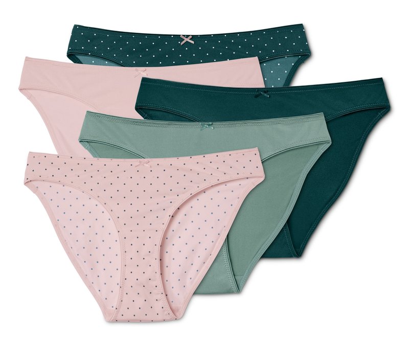 Tchibo - 5 Microfaser-Slips - Damen - Gr. L - dunkelgrün