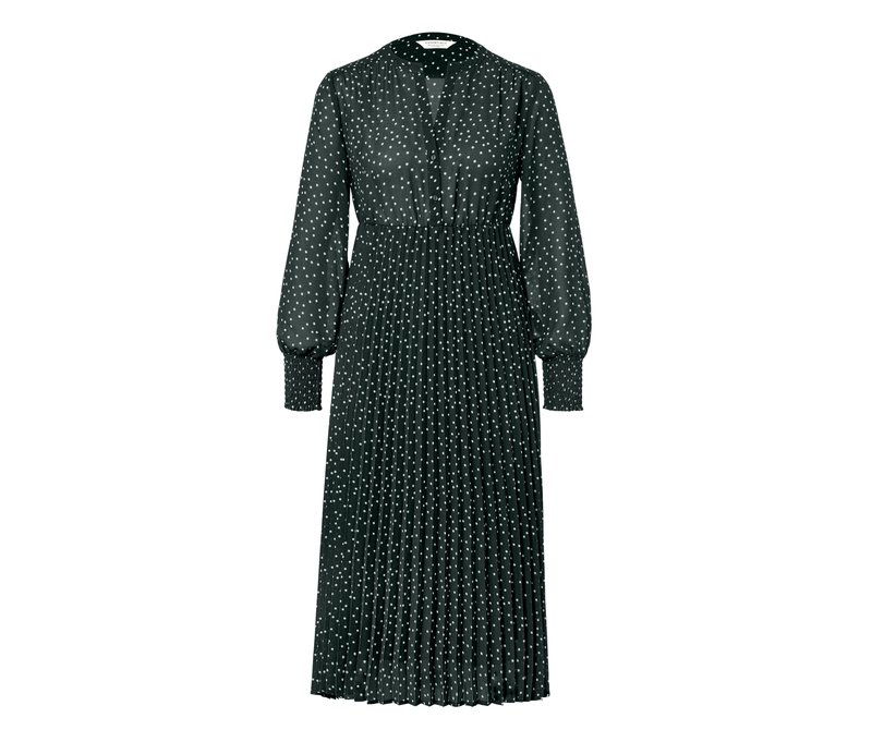 Tchibo - Gepunktetes Midikleid - Damen - Gr. 36 - dunkelgrün/gepunktet