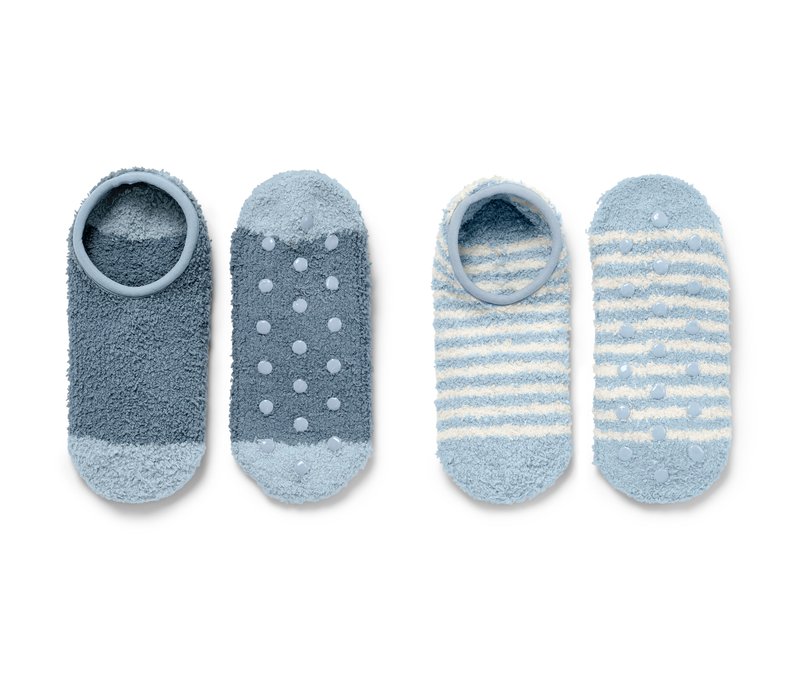 Tchibo - 2 Paar Hausschuh-Socken - Damen - Gr. 35-38 - creme/gestreift