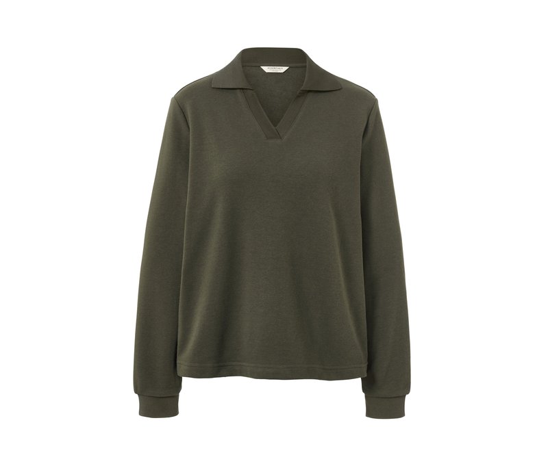 Tchibo - Sweatshirt mit Polokragen - Gr. XL - olivgrün