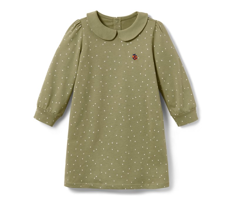 Tchibo - Kleinkinder-Jerseykleid - Mädchen - Gr. 110/116 - olivgrün/gepunktet
