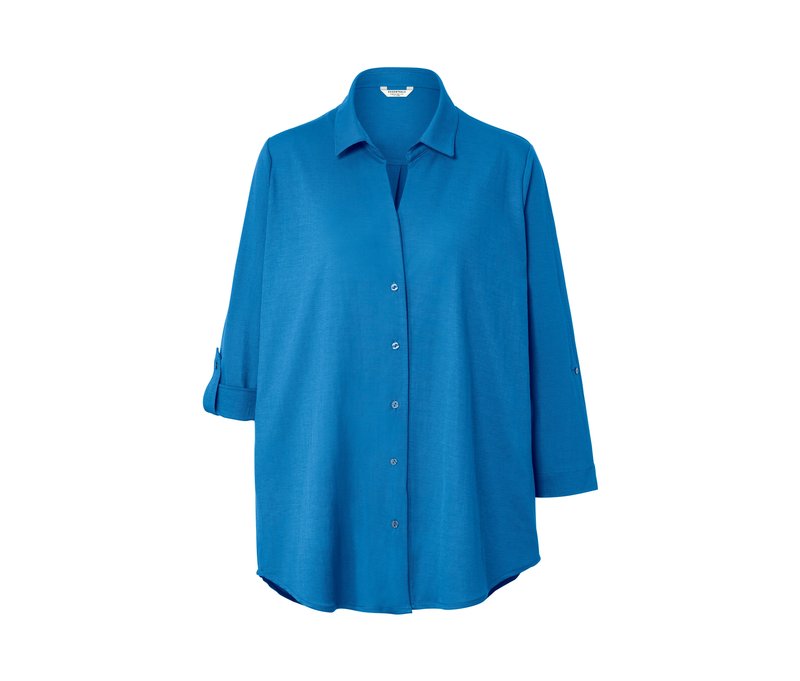 Tchibo - Piqué-Jerseybluse - Damen - Gr. XL - blau