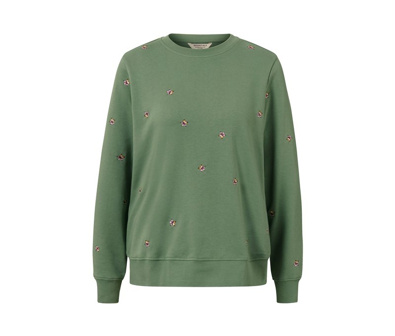 Tchibo - Besticktes Sweatshirt - Damen - Gr. XL - grün/geblümt