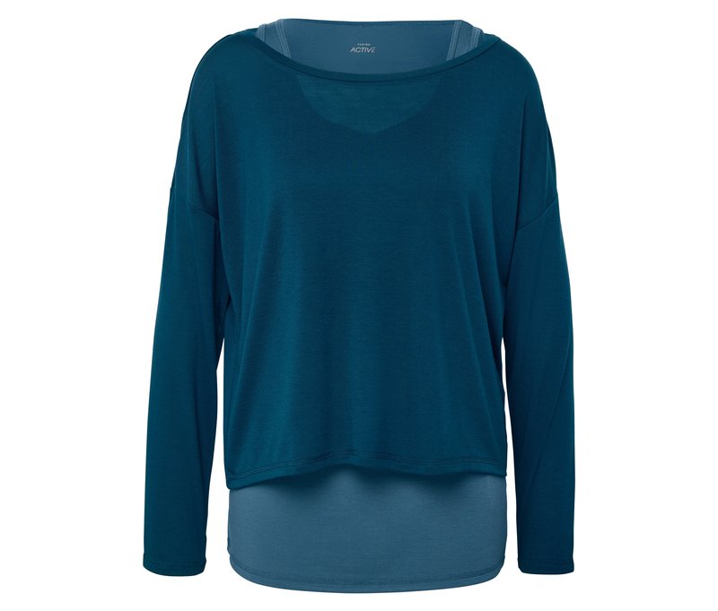 Tchibo - 2-in-1-Sportshirt - Damen - Gr. XL - blau