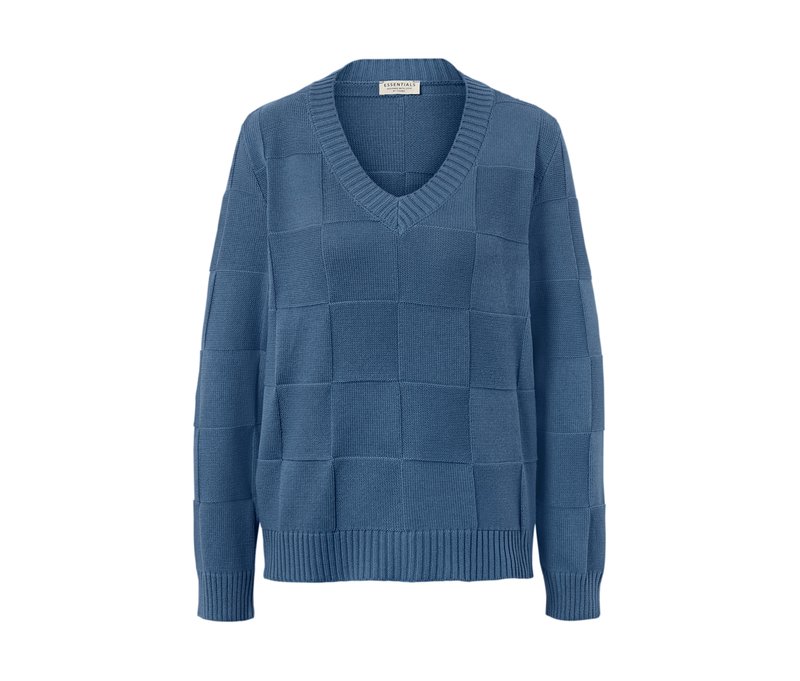 Tchibo - Pullover mit Karostruktur - Damen - Gr. M - blau