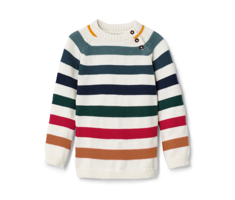 Tchibo - Kleinkind-Strickpullover - Herren - Gr. 86/92 - weiß/gestreift