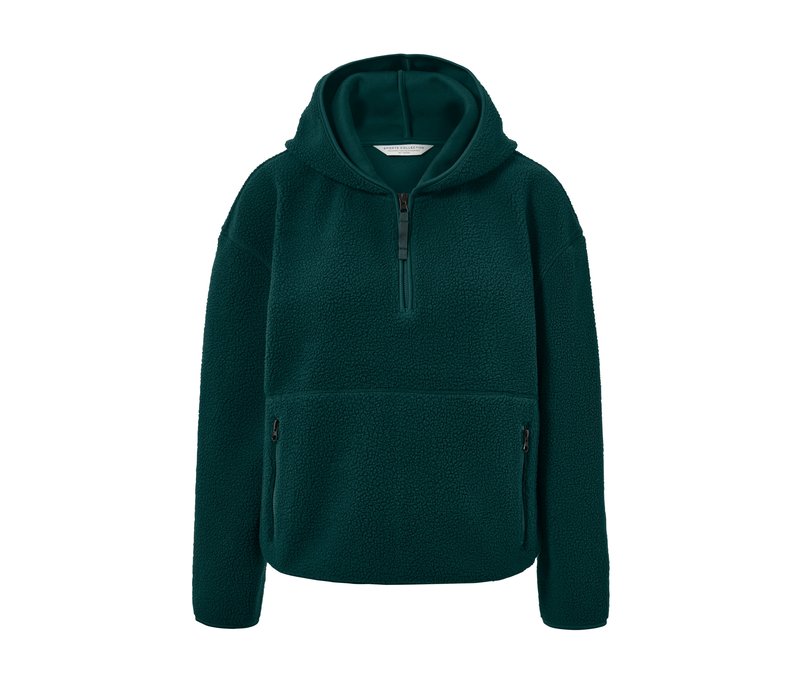 Tchibo - Teddy-Kapuzenpullover - Damen - Gr. L - dunkelgrün