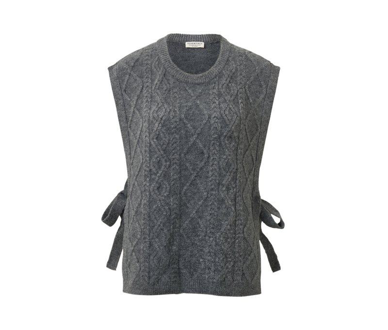 Tchibo - Strick-Pullunder mit Bindebändern - grau