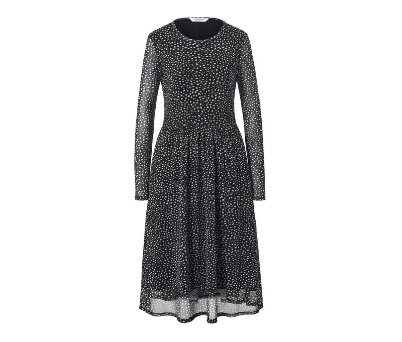 Tchibo - Gepunktetes Mesh-Kleid - Damen - Gr. S - creme/gepunktet