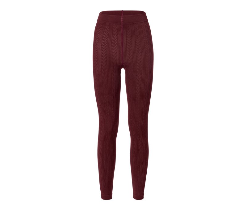 Tchibo - Thermoleggings mit Zopfmuster - Damen - Gr. XL - dunkelrot