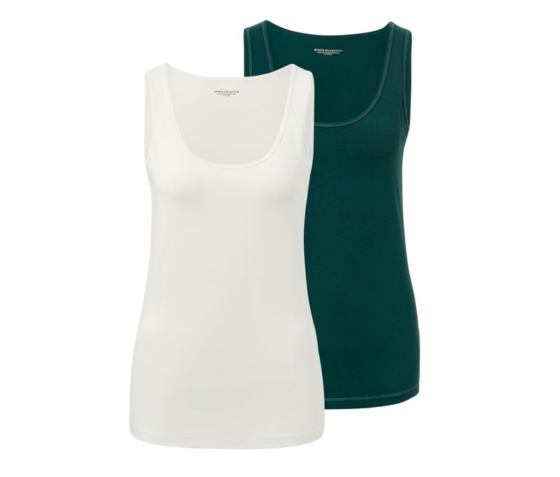 Tchibo - 2 Tops - Damen - Gr. S - smaragdgrün