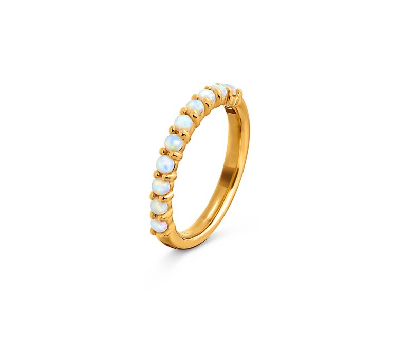 Tchibo - 925 Silber Ring mit synthetischen Opalen - Damen - Gr. 19 - weiß
