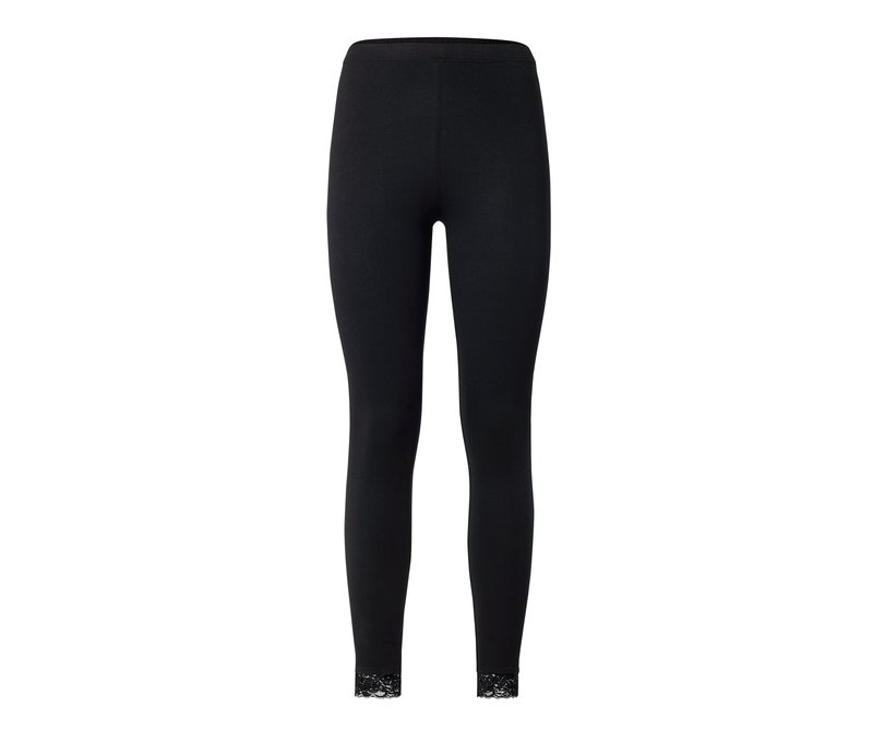 Tchibo - Leggings mit Spitzenborte - Damen - Gr. L - schwarz