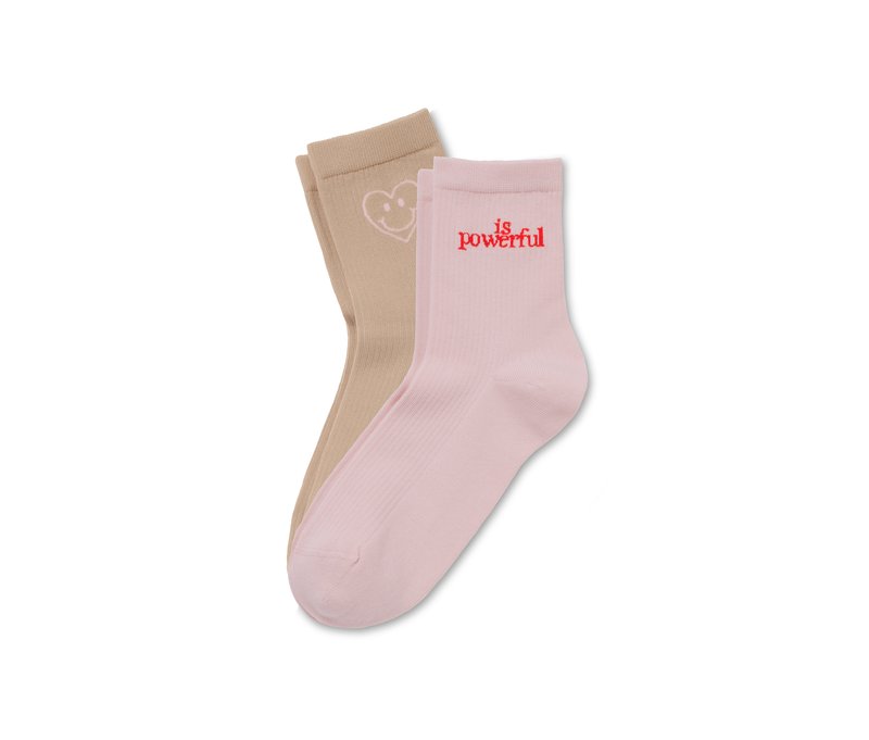 Tchibo - 2 Paar Statement-Socken - Damen - Gr. 35-38 - beige