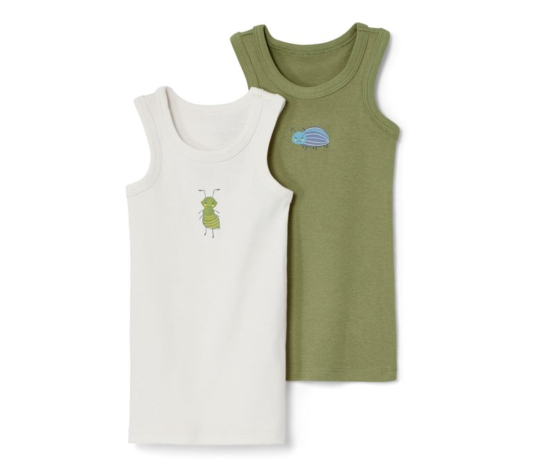 Tchibo - 2 Kleinkind-Unterhemden - Herren - Gr. 98/104 - olivgrün/print