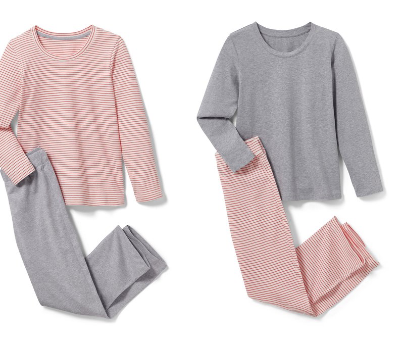 Tchibo - 2 Kinder-Pyjamas - Mädchen - Gr. 158/164 - orange/gestreift
