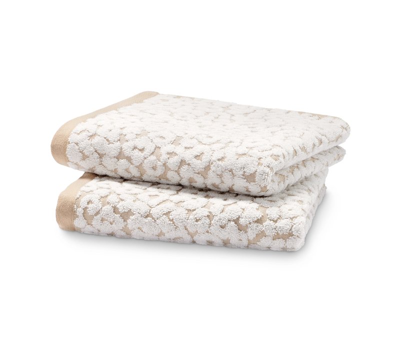 Tchibo - 2 Premium-Jacquard-Handtücher im Leo-Dessin - beige