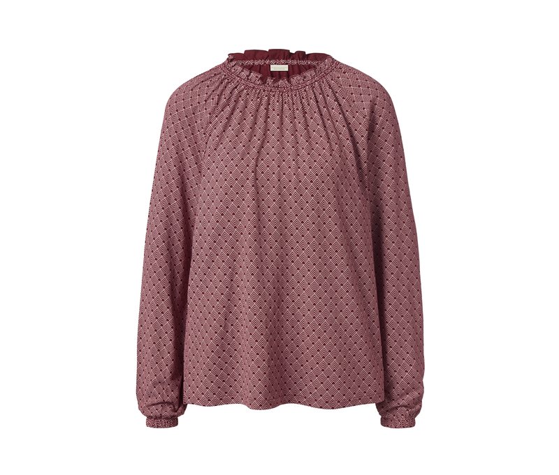 Tchibo - Bedrucktes Blusenshirt - Damen - Gr. XL - dunkelrot/print