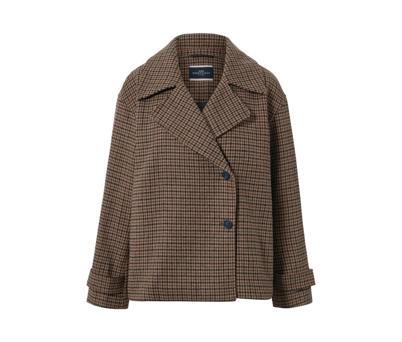 Tchibo - Karierte Jacke mit Wolle - Damen - Gr. 44 - dunkelblau/kariert