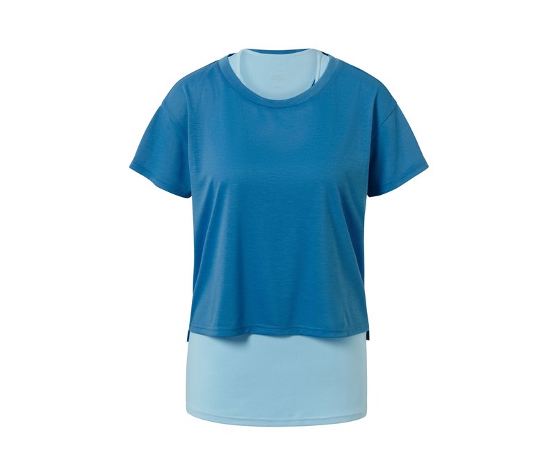 Tchibo - 2-in-1-Kurzarm-Sportshirt - Damen - Gr. L - hellblau