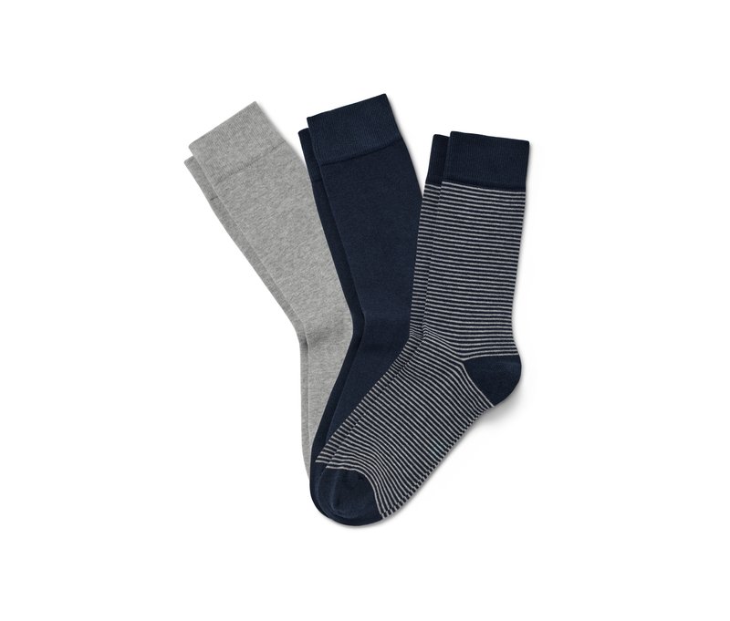 Tchibo - 3 Paar Socken - Herren - Gr. 44-46 - dunkelblau/gestreift