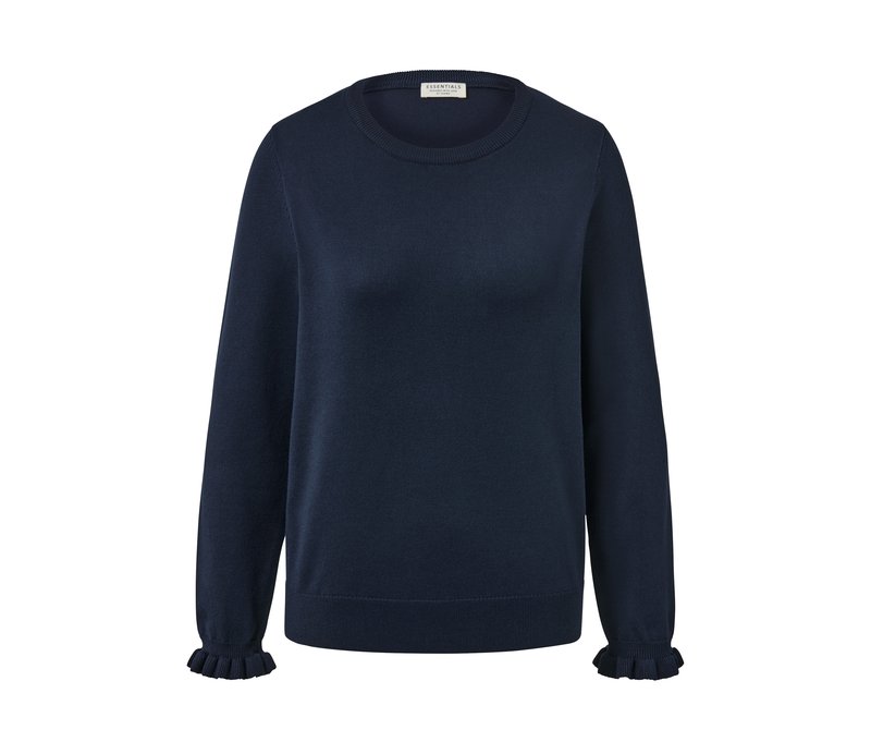 Tchibo - Feinstrickpullover mit Rüschendetail - Damen - Gr. M - dunkelblau