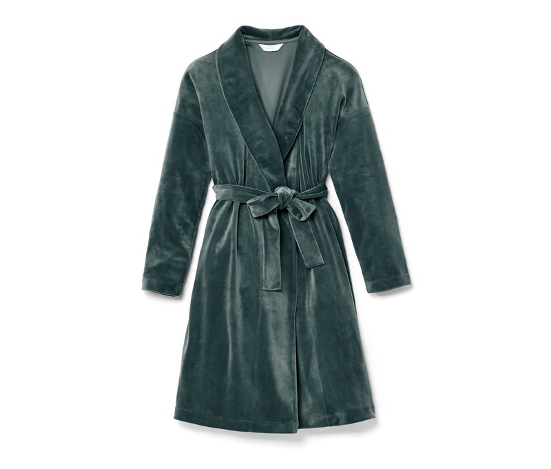 Tchibo - Nicki-Morgenmantel - Damen - Gr. XL - dunkelgrün