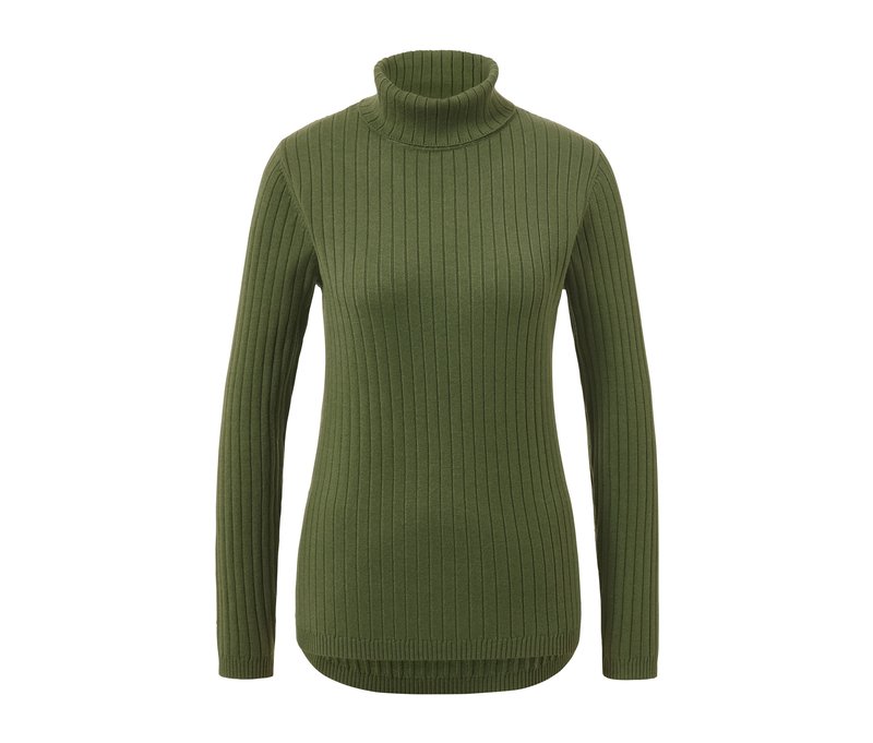 Tchibo - Gerippter Rollkragenpullover - Damen - Gr. XL - olivgrün